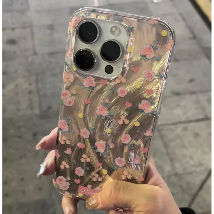 羽纱粉色碎花苹果15手机壳iphone13女14promax12小米11套vivo华为