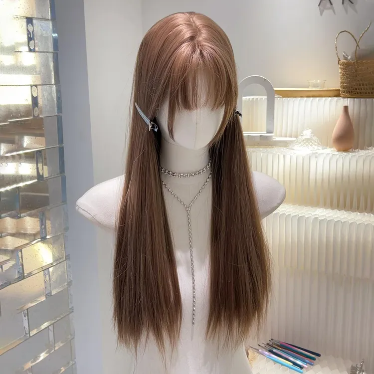 水舞沙假发女长发网红lolita浅棕整顶日常自然亚麻色jk全头套假发