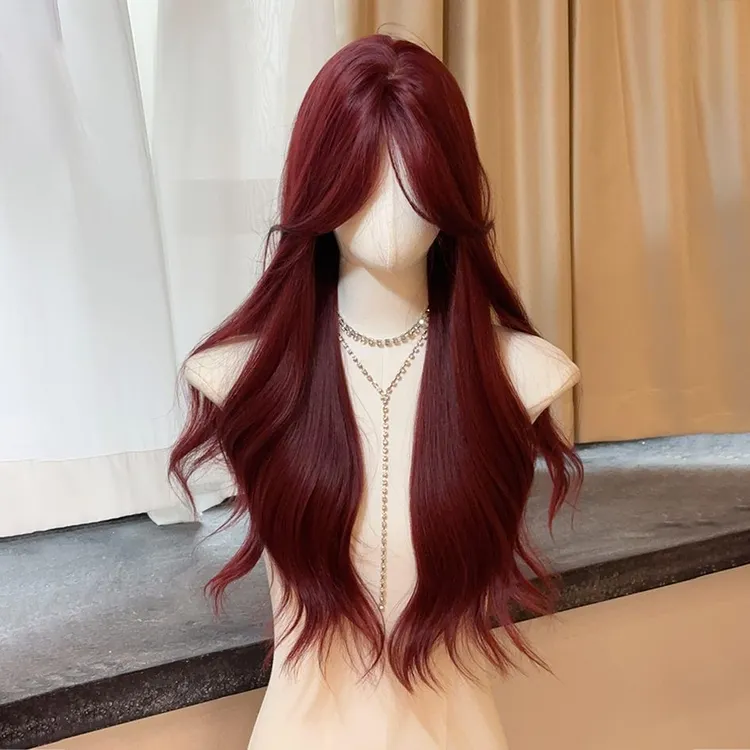 【笑靥玫瑰】红色假发女长发慵懒cos在逃公主大波浪长卷发全头套