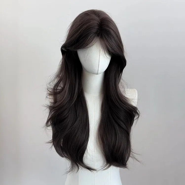 【慵懒学姐】水舞沙假发女款中分长卷发大波浪仿真发自然假发全头套