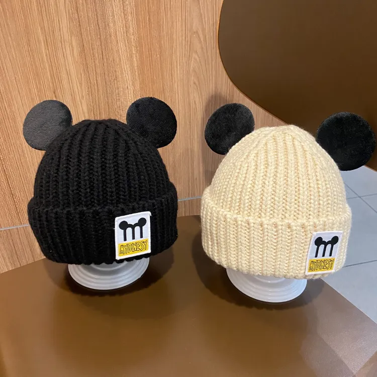男女宝宝百搭针织帽儿童秋冬季韩版黑色套头帽婴幼儿童帽冬天保暖