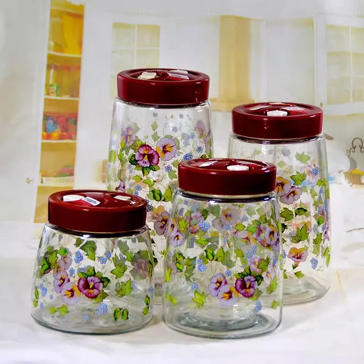 韩国五谷杂粮收纳盒杂粮储物罐密封罐厨房食品罐耐高温烤花玻璃瓶