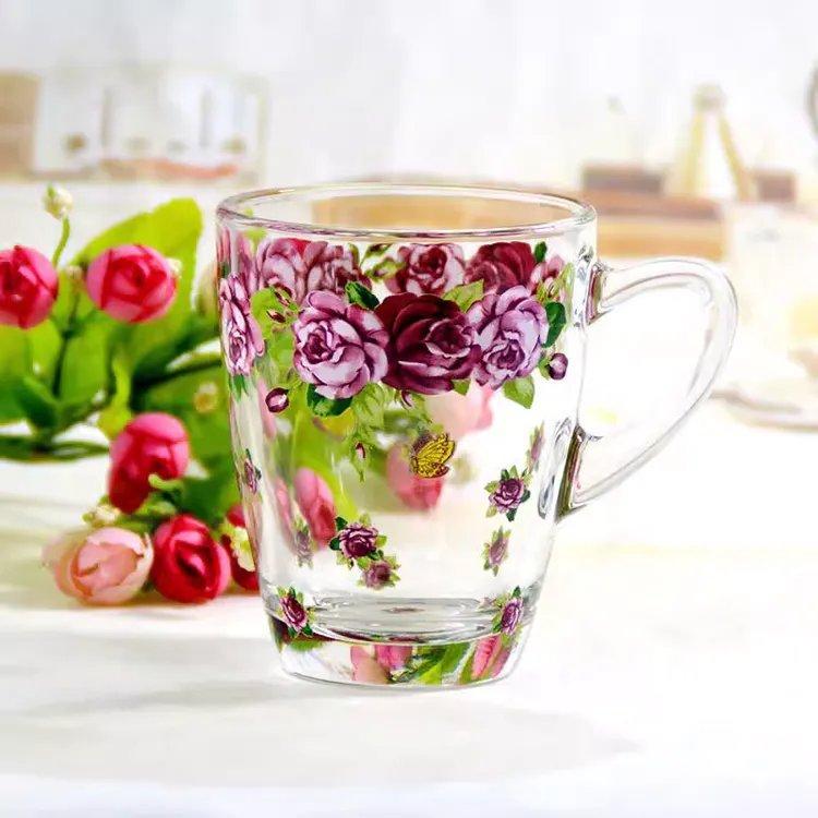 韩国玻璃杯女士玻璃水杯耐热加厚玻璃杯带把玻璃茶杯可微波炉加热