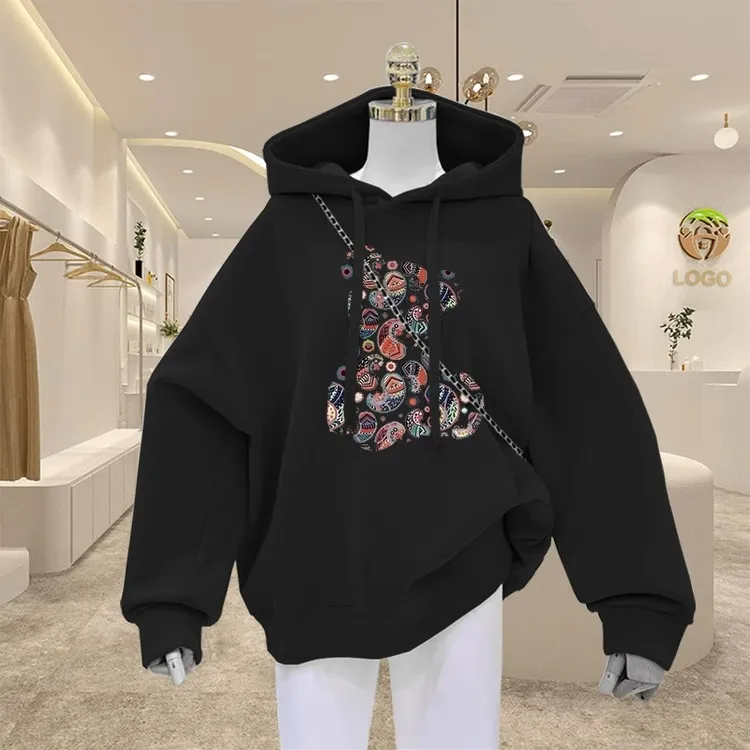 2024秋冬新款韩版宽松连帽卫衣女加绒加厚中长款小个子百搭上衣潮