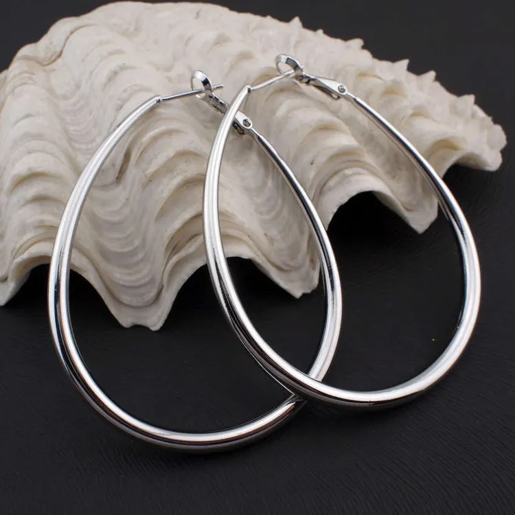 铜合金耳饰 椭圆形大圈圈简约时尚个性平替好物设计师百搭轻奢#32