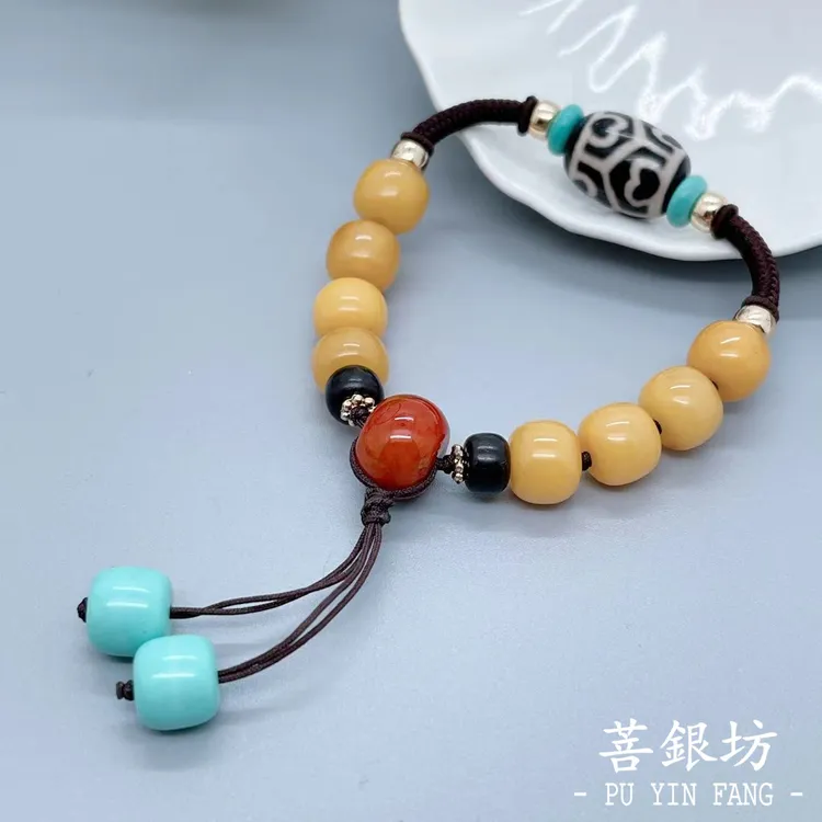 【菩银坊】路路通黄色苹果珠手链 国风 时尚                  