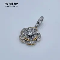 吊坠925银 【菩银坊】925银唐草纹鎏金工艺玫瑰吊坠               