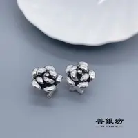 925银耳饰 【菩银坊】立体浮雕玫瑰花耳扣 银色 气质 个性 轻奢    