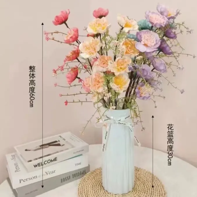 【高档手工彩蝶】多色仿真花杜鹃粉蝶花束装饰餐桌摆件假花摆件
