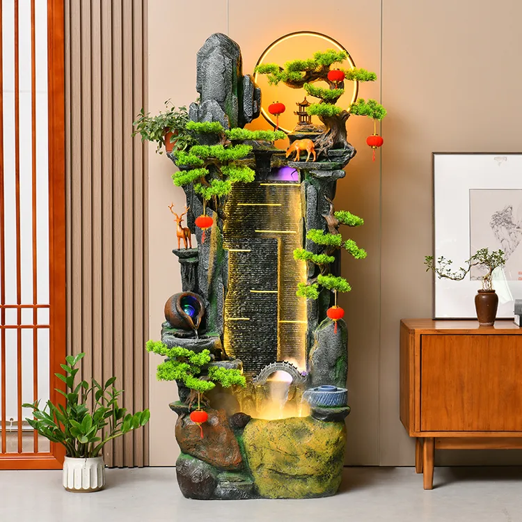 假山流水喷泉定制鱼池客厅办公室庭院造景装饰乔迁落地摆件
