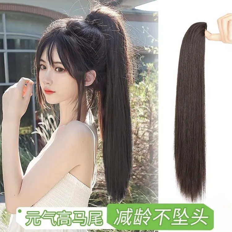 假发马尾女团抓夹超长直发气质自然逼真网红蓬松隐形超轻卷高辫子