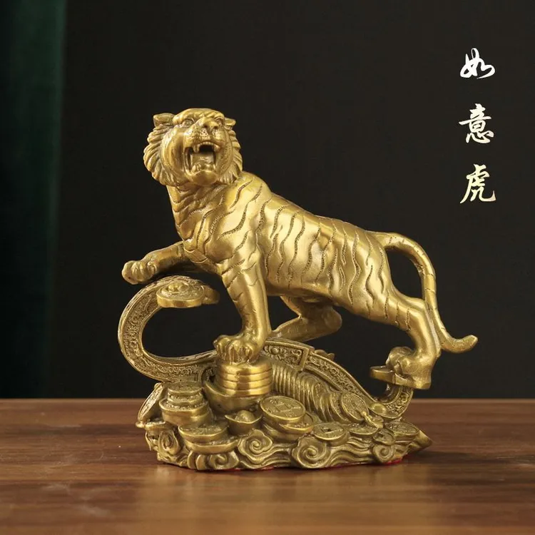 铜虎摆件招财吉祥物虎啸山河上山虎虎生威十二生肖虎家用装饰品