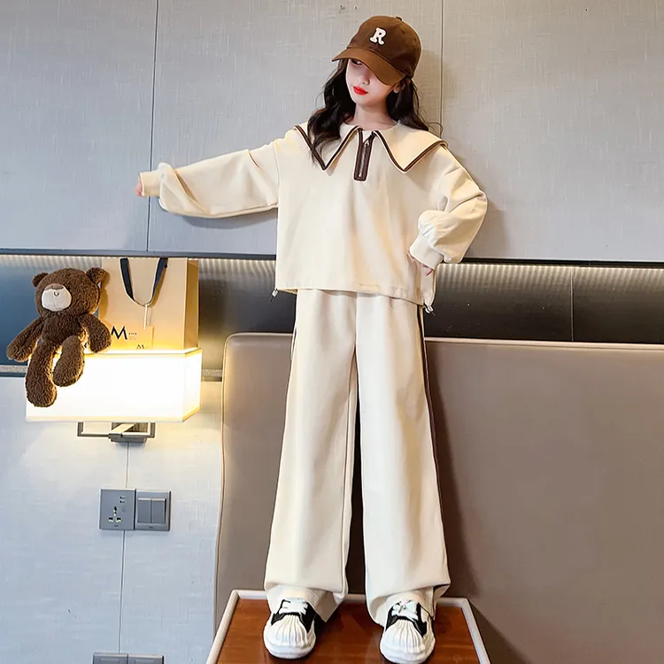 女童套装春秋装2025新款儿童洋气海军领卫衣女大童春秋休闲两件套