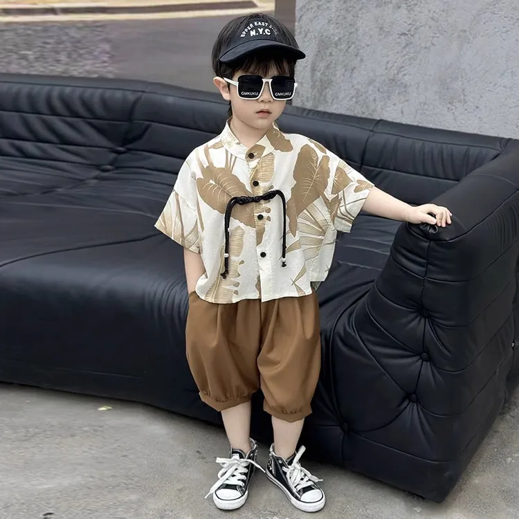 男童夏装新中式套装2025新款痞帅儿童国风汉服男宝宝薄款古风唐装
