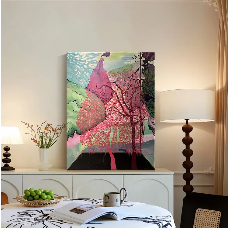 小众艺术抽象植物客厅沙发装饰画复古玄关法式床头简约挂画