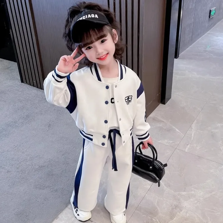 女童套装春秋2025新款洋气运动儿童时髦秋季秋装休闲棒球服女宝宝