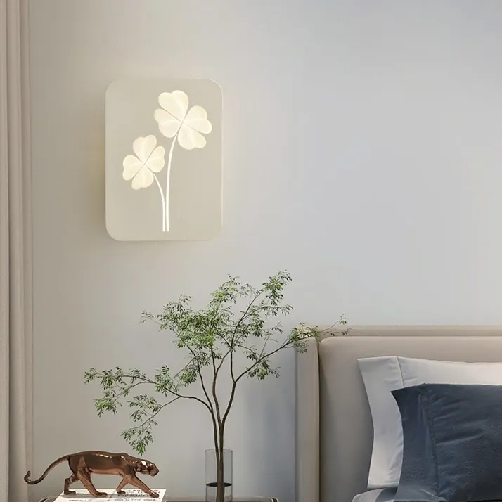 床头灯壁灯现代简约客厅背景墙灯过道灯北欧创意四叶草卧室壁灯具