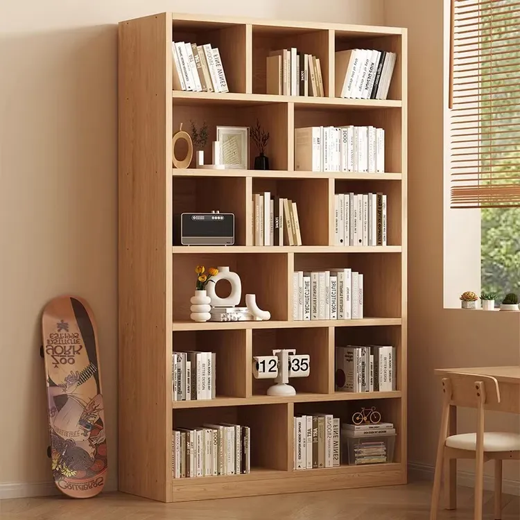 简易书架落地靠墙客厅置物架分层收纳架储物柜子一体简约家用书柜