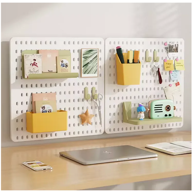 宿舍墙上免打孔办公室桌面洞洞板置物架书桌学生整理收纳隔板架