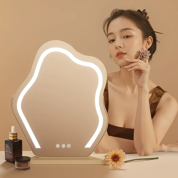 2025新款梳妆台化妆镜云朵化妆镜台式桌面主卧梳妆镜立式旋转镜子