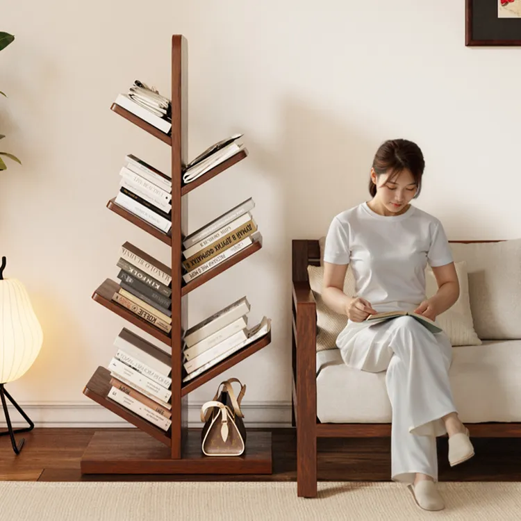 实木书架落地靠墙置物架子客厅家用简易创意树形儿童卧室分层架子