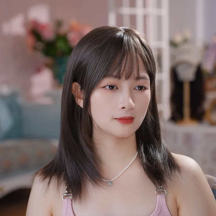 【初恋日记】自然锁骨发网红日常直发Lolita小脸刘海jk全头套