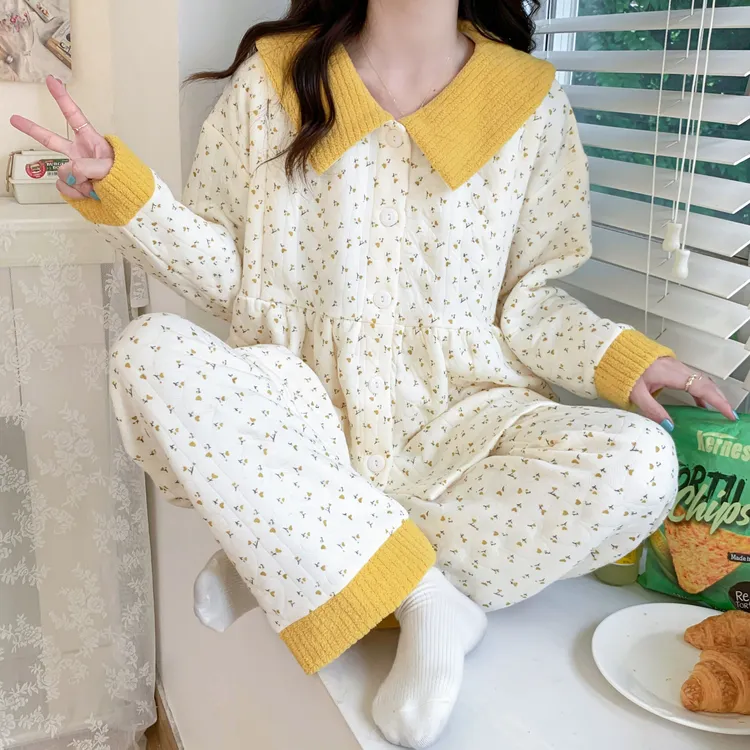 冬季空气棉11月份月子服产后春秋款产妇孕妇睡衣哺乳家居服12