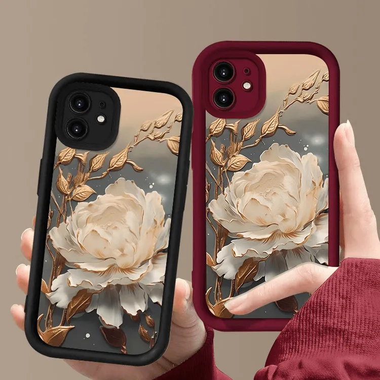 适用昙花盛开苹果12手机壳天眼阶梯高级感硅胶全包防摔软壳