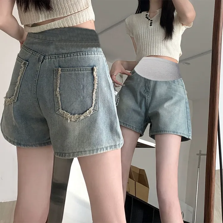 孕妇牛仔短裤夏季外穿阔腿薄款小个子夏装高腰托腹显瘦时尚