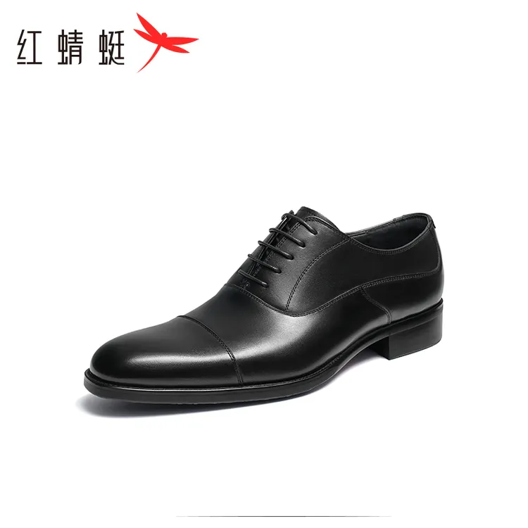 红蜻蜓商务正装皮鞋2025冬季新款男鞋真皮保暖男士皮鞋结婚皮鞋男
