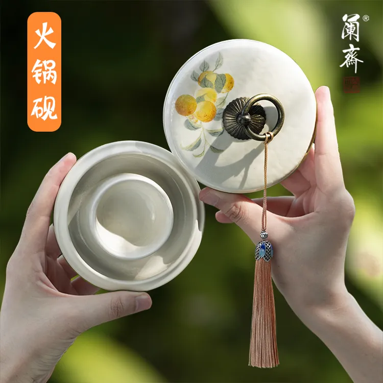 带盖陶瓷火锅砚不干墨书法墨水双圈保湿防蒸发出初学者入门必备