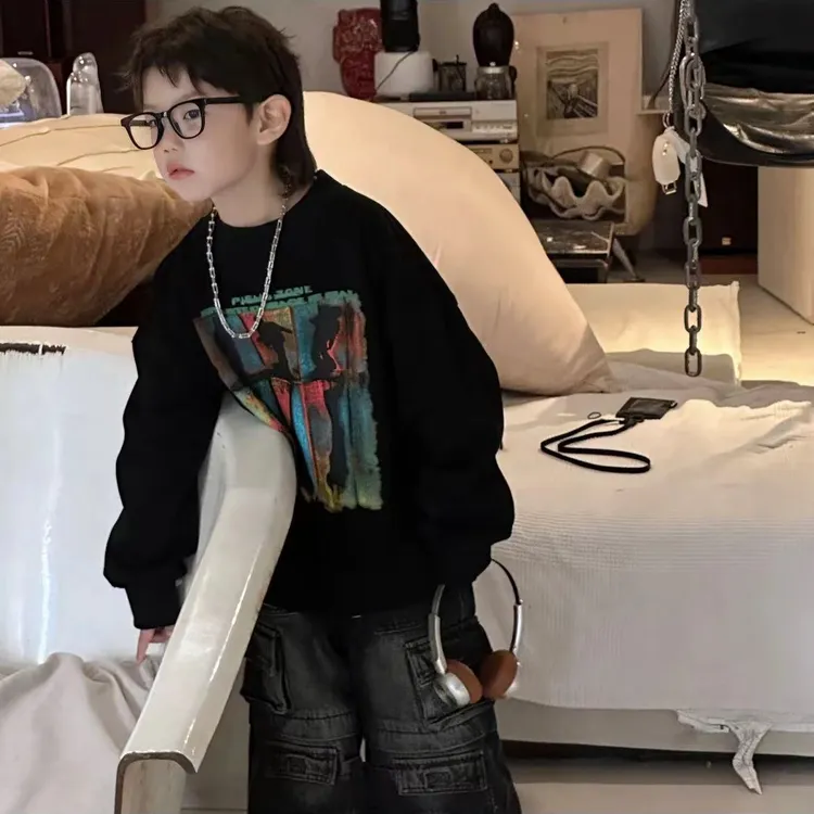 儿童卫衣童装男童休闲中大童圆领上衣春秋长袖春款宽松秋季韩版