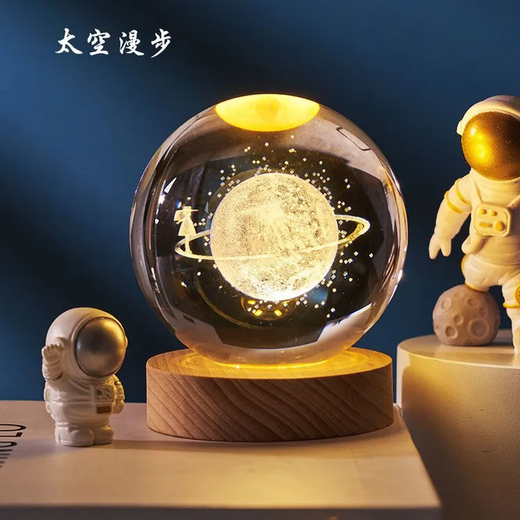 水晶球小夜灯床头台灯卧室睡眠灯创意女生节礼品毕业小礼物摆件