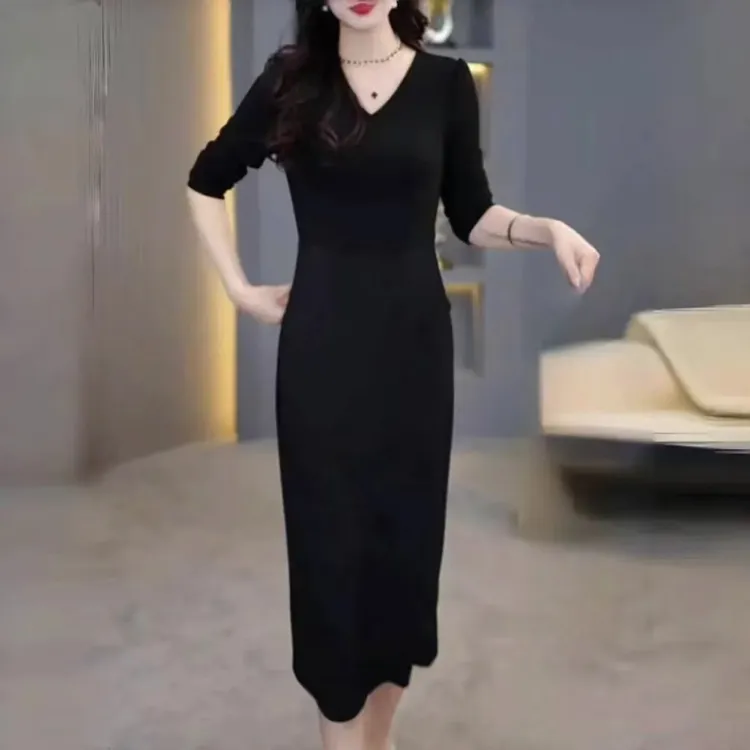 【吉遇优选】8188-788#新品正品原版丝光棉弹力缎洋气时尚连衣裙