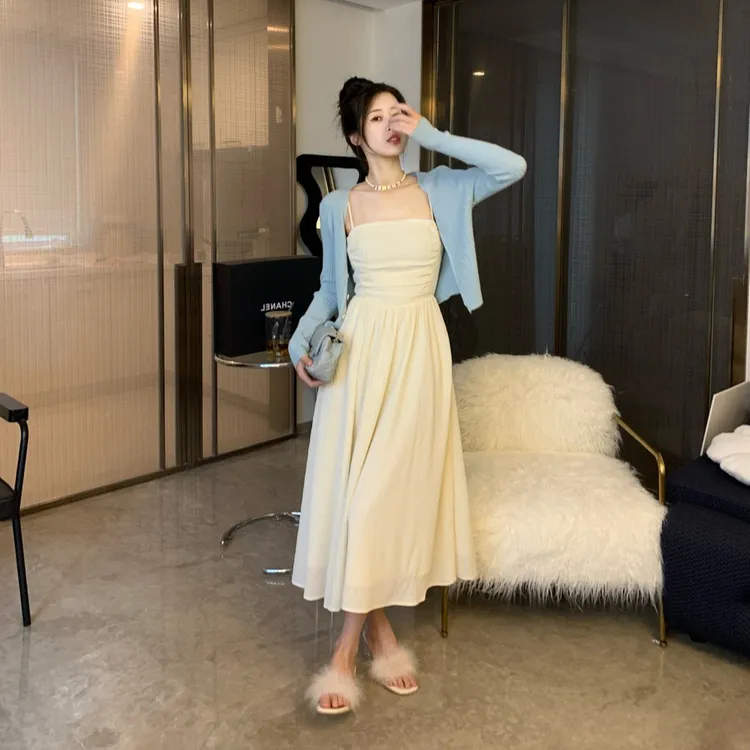  这是我的丁达尔穿搭时尚修身气质女装连衣裙百搭针织开衫吊带裙