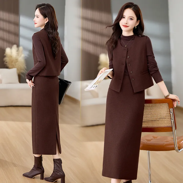 休闲时尚马甲套装女2025春秋新款高级感时尚气质名媛半身裙三件套