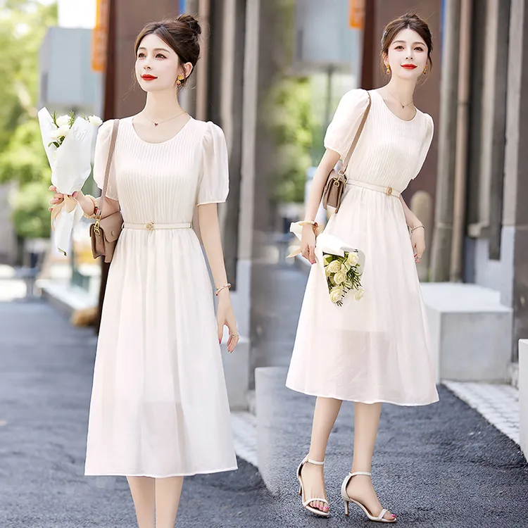 甜美法式连衣裙女2025夏季新款时尚轻奢高级感气质女神范收腰显瘦