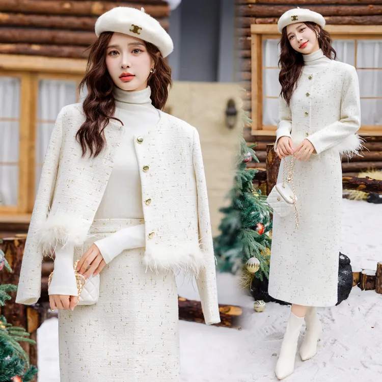 法式小香风套装女2025春秋新款高级感气质名媛千金风半身裙两件套