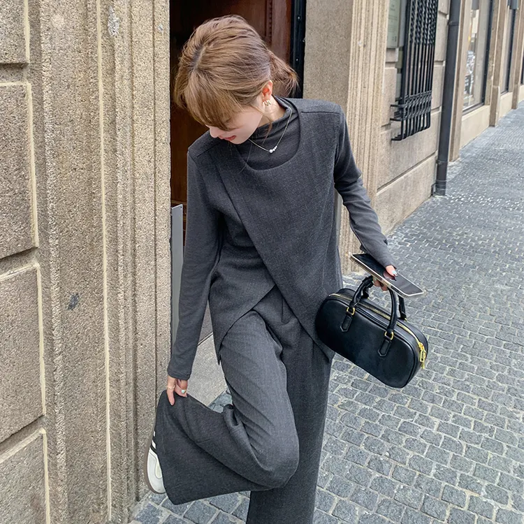 搭配一整套马甲套装女2024年秋季新款高级感气质高腰阔腿裤三件套