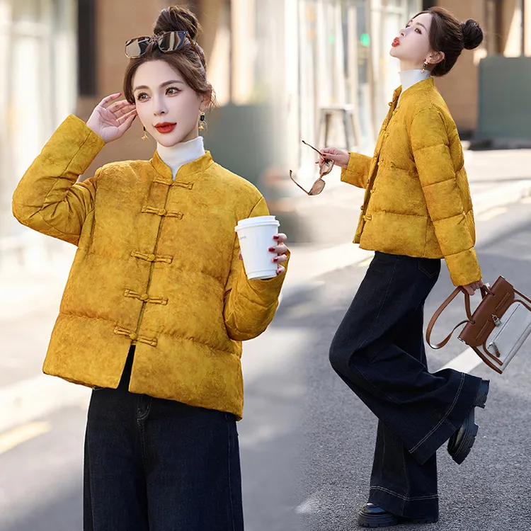 新中式国风立领羽绒服女2025冬季新款复古加厚保暖白鸭绒短款外套