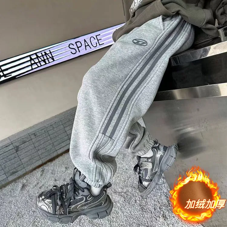 【清货】男童加绒冬季2024新款童装儿童运动裤中大童卫裤男孩潮