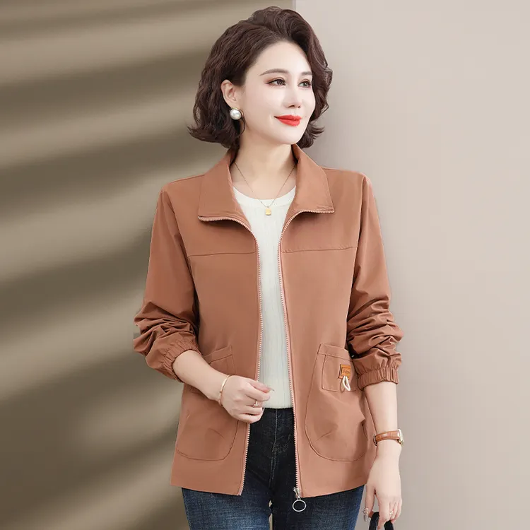 中老年女装洋气妈妈装春秋显瘦外套女2024新款休闲时尚夹克上衣女