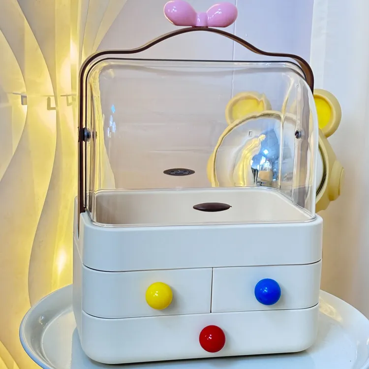 桌面化妆品收纳盒抽屉式护肤品收纳架梳妆台置物架桌面口红收纳盒