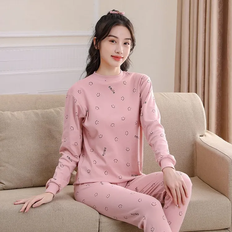 少女纯棉内衣套装青少年秋衣秋裤中大童秋冬打底衫高中学生棉毛衫