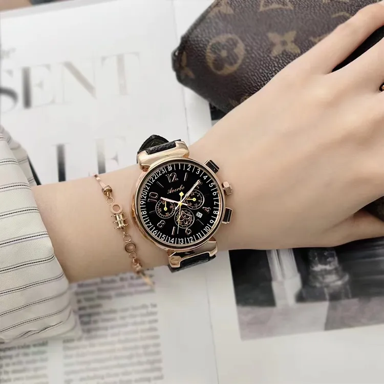 AOERBO澳尔博复古花皮百搭大盘女款潮流腕表时尚女士石英表3218