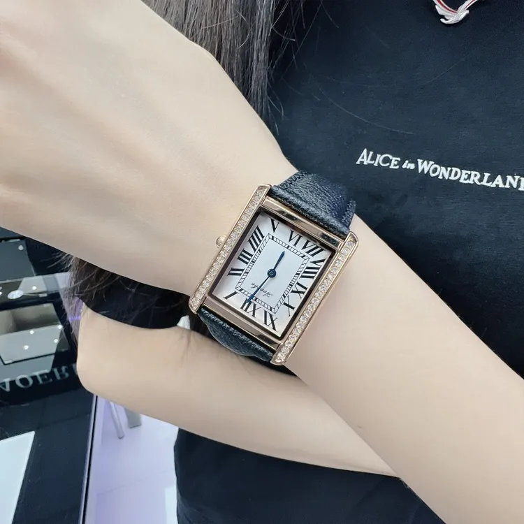 AOERBO澳尔博方形满钻时尚简约商务轻奢全自动女士石英腕表3208