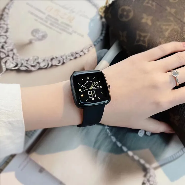 AOERBO澳尔博正品简约休闲百搭方盘防水时尚硅胶女士石英表3152