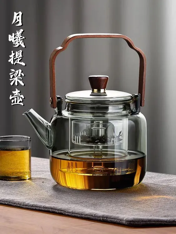 聚鑫园小型玻璃烧水壶泡茶耐高温耐热过滤蒸煮家用养生壶小型蒸汽