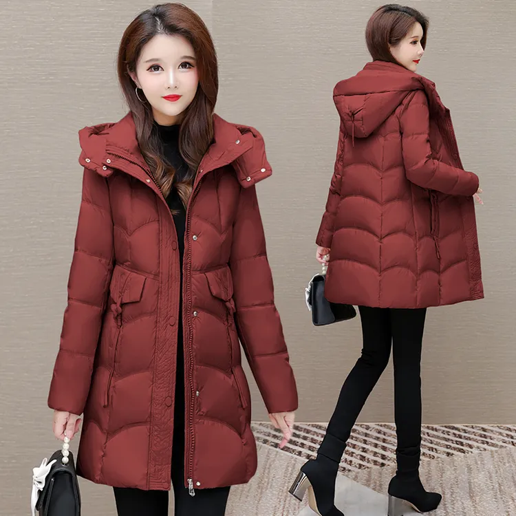 中长款显瘦羽绒服女2024冬季新款连帽保暖羽绒袄休闲外套洋气百搭