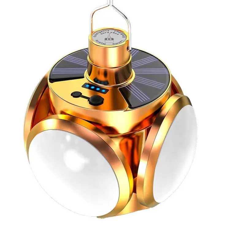 佰宥 新款金色太阳能折叠足球灯LED光源